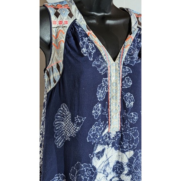 One September Anthropologie Floral Bird Print Sleeveless Top Embroidered Xsmall - Picture 2 of 6